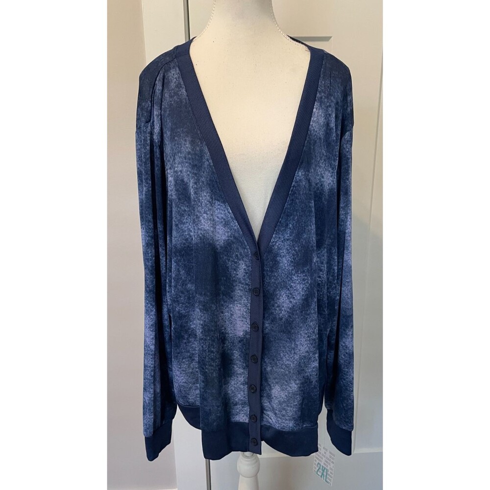 LULAROE Womens Cheryl Cardigan SWEATER Long Sleeve BLUE V-Neck Size 2XL  NWT